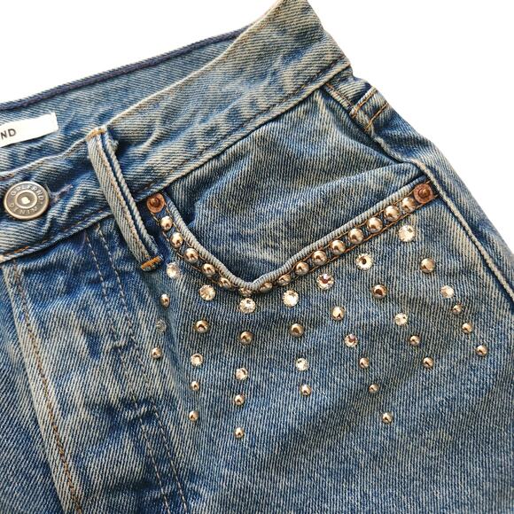 GRLFRND Karolina studded crystal skinny leg high waist jeans Glamrock Sz 23 NEW - Picture 7 of 10